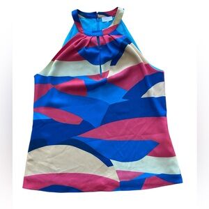 Ecru Multi Color Halter Neck Top